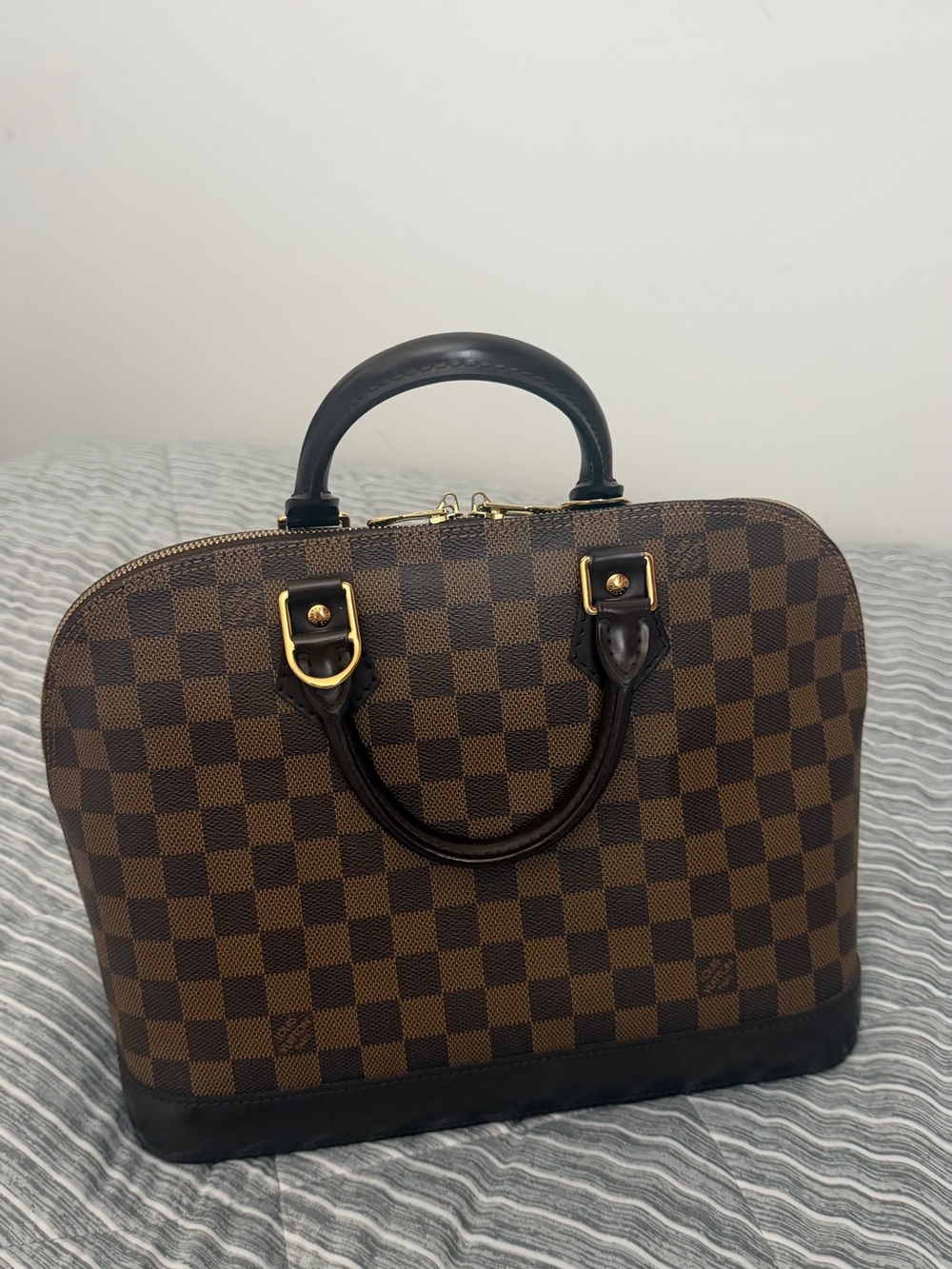 Louis Vuitton Brown Checkered Dome Satchel - Dark Brown & Brown